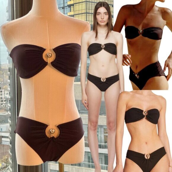 🆕 CHRISTOPHER ESBER 🧿 NWOT Brown Orbit Bikini Set - Sz US 4 / UK 8 - Picture 1 of 15